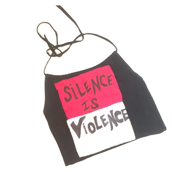 Silence is Violence black red white halter top - Picture 5 of 6